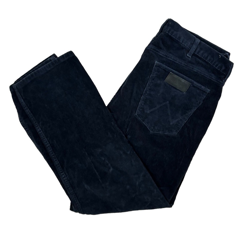 Wrangler Greensboro Corduroy Trousers Mens W38 L30 Navy Blue Regular Straight